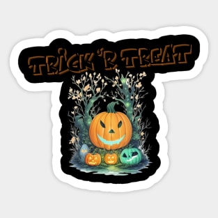 Trick 'R Treat Glowing Pumpkin in Enchanted Forest Sticker